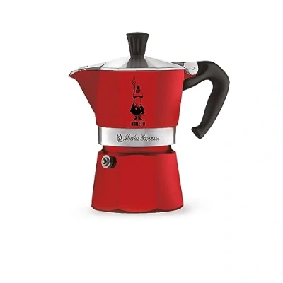Bild av Bialetti Moka Express: Klassisk Espressobryggare För Spishäll, Kokar Riktigt Italienskt Kaffe, Kaffebryggare 1 Kopp (60 Ml), Aluminium, Röd
