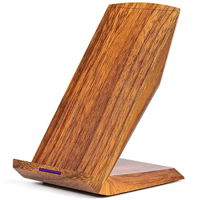 Bild av GreatCool trådlös laddare med träfiber, Qi 10 W, snabbladdande, plattstativ, kompatibel Apple, iPhone, XS Max, Xr X 8 Plus, Samsung Galaxy S9 Plus S8 S7 S6 Edge Note 9, HUAWEI Mate 20 Pro flera