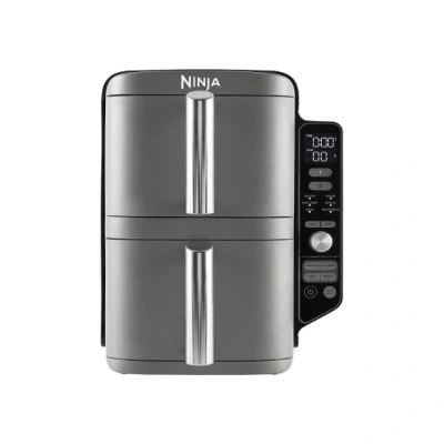Bild av Ninja Double Stack XL Luftfritös, Vertikal Dubbel Låda Luftfritös med 4 matlagningsnivåer, 2 Lådor och Hyllor, Platsbesparande, 9,5L Kapacitet, 6 Matlagningsfunktioner, 8 Portioner, Grå SL400EU