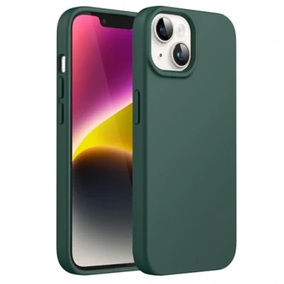 Bild av JETech Silikon Skal för iPhone 14 6,1 Tums, Silky Soft Touch med Hela Kroppen, Stötsäker Case Mikrofiberfoder (Midnattsgrön)