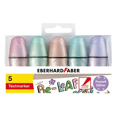 Bild av Eberhard Faber 551409 mini överstrykningspenna pastellglitter, med kilspets, 5 markörpennor i fodral
