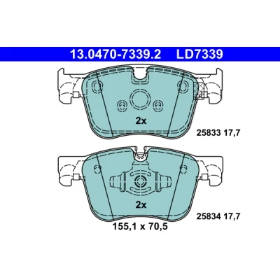 Bild av ATE 13.0470 7339.2 Jeu de plaquettes frein préparé pour indicateur d&#039;usure, contact signal d&#039;usure exclu PEUGEOT: 508 II SW, 3008 SUV