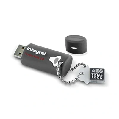 Bild av Integral 8 GB Crypto 197 256 bitars 3.0 USB minne krypterat lösenord skyddat FIPS certifierad, skydd mot brute force attacker robust, dubbelskiktad, vattentät design
