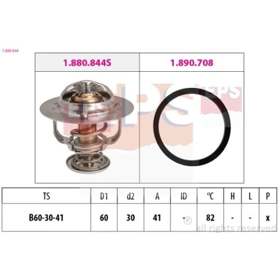 Bild av EPS 1.880.844 Thermostat d&#039;eau 82 60 Made in Italy OE Equivalent avec joint d&#039;étanchéite TOYOTA: Land Cruiser Prado 70 SUV, 120