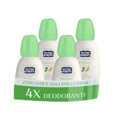 Bild av Neutro Roberts, Färsk grön Vapo Deodorant, grönt te och lime, noll aluminiumsalter, med ren glycerinolja, deodorant för män kvinnor, 100% återvunnen plast, gas, 48h 4 stycken 75 ml
