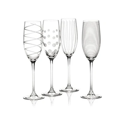 Bild av Mikasa Cheers Kristallchampagneflöjtset, 4 stycken, champagneglas med originell design, 250 ml, vit