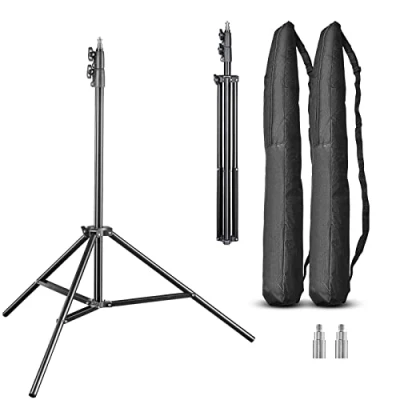 Bild av Walimex pro FT 8051 set om 2 lampstativ 260 cm ljusstativ med fjäderdämpning, höjd max cm, 5 kg lastkapacitet, aluminium, för fotografering studio utomhus, väska och adapter
