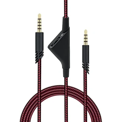 Bild av Mcbazel Ersättnings aux kabel med volymkontroll för Astro A10/A30/A40 headset PS5/PS4/Xbox One/Series S/X/PC/Smartphone via ett 3,5 mm uttag röd 2 m