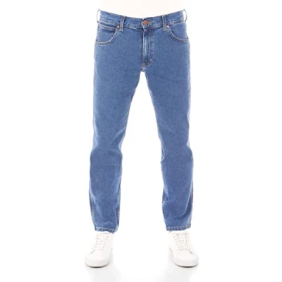 Bild av Wrangler herrjeans Greensboro normal passform jeansbyxor denim stretch bomull Blå svart W30 W44, tomorrow (Wss3hr13n), 32W / 30L