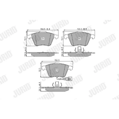 Bild av JURID 573463J Jeu de plaquettes frein contact signal d&#039;usure inclus avec clip piston sans accessoires AUDI: A3 Sportback, 3/5 portes