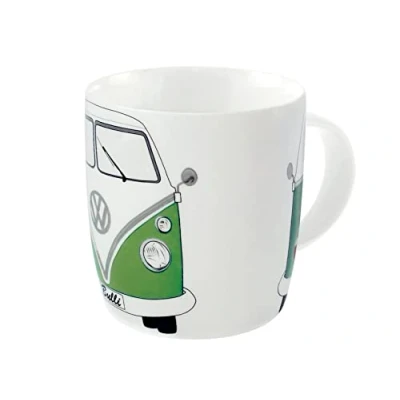 Bild av BRISA VW Collection Volkswagen stor keramik kaffe te cappuccino mugg kopp i T1 bussdesign (370 ml/130 fl oz/buss fram/grön)