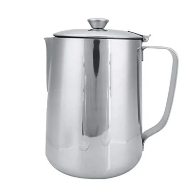 Bild av Nikou Skummande kopp, kaffekopp i rostfritt stål mugg mjölkskummande kanna med lock för latte kaffekonst (2 000 ml)