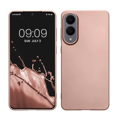 Bild av kwmobile fodral kompatibelt med Samsung Galaxy S25 Edge mjukt smalt metalliskt TPU silikonskydd roséguld