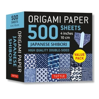 Bild av Origami Paper 500 Sheets Japanese Shibori 4&quot; (10 cm): Tuttle Paper: Double Sided Printed with 12 Different Blue &amp; White Patterns