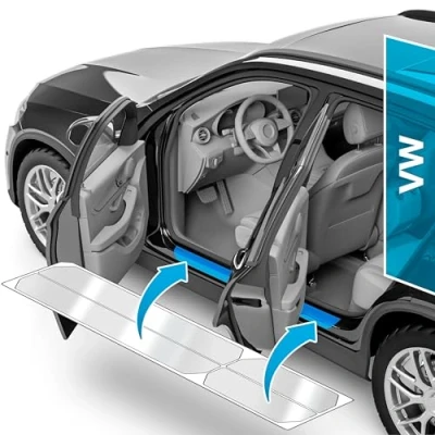 Bild av uProtect skyddsfilm för trösklar till bildörrar VW Tiguan Allspace 2 (II) BW2 I 2017 2024 skyddsfolie bildörr lackskyddsfolie med installationstillbehör transparent glansig