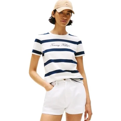 Bild av Tommy Hilfiger Script Tshirt med print, Storlek: XXS, Ivory/dark night