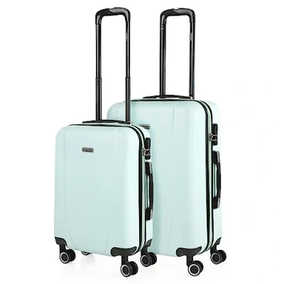 Bild av ITACA Set med 2 Rigid Travel Resväskor 55/65 cm 4 hjul ABS. Resistenta och Lätta. Övre sidaHandtag Integrerat kombinationslås. Liten stuga godkänd Medium., Mint grön