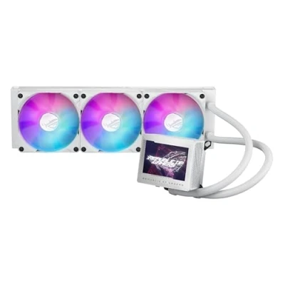 Bild av ASUS ROG Ryujin III 360 ARGB Allt i ett vätskekylare, CPU kylare med 3, 5 tum LCD, 8:e generationens Asetek pump, 120 mm radiatorfläkt, Daisy Chain, Vit