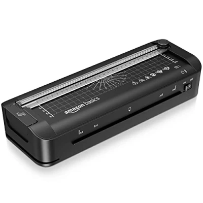 Bild av Amazon Basics 3 i 1 varmlamineringsmaskin för A4 format med funktioner att klippa, stansa och avrunda hörn, inkl. 10 fickor EU kontakt, svart
