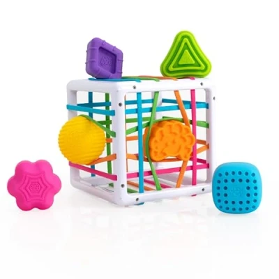 Bild av Fat Brain Toys F251 InnyBin, Kids Preschool, Shape Sorter, Sorting Building Sets, Early Development Toy for Babies Aged 18 Months and Older, Multicoloured