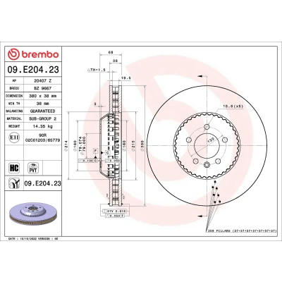 Bild av BREMBO Disque de frein LAND ROVER: Range Rover Sport, 4 09.E204.23 LR153518 Disques frein,
