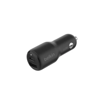 Bild av Belkin BoostCharge dubbel billaddare 42 W, Fast Charge USB C 30 W PPS och 12 A portar för Apple iPhone 16, 16 Pro, Pro Max, 15 14 serien, Samsung Galaxy S24, m.fl. Svart