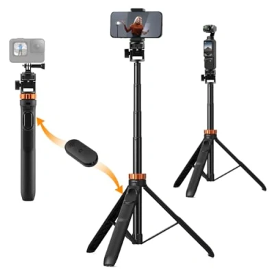 Bild av K&amp;F Concept MS24 Selfie stativ 175 cm mobilstativ med 1/4 tums kontakt, inklusive användning för GoPro, Bluetooth fjärrkontroll och mobiltelefonklämma