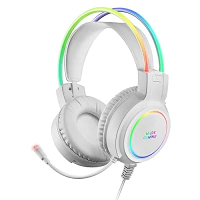 Bild av Mars Gaming MHRGBW, Chroma RGB Flow Headset, professionell mikrofon, rumsligt ljud, vit