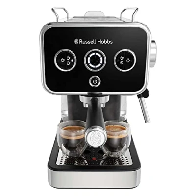 Bild av Russell Hobbs Distinction Espressomaskin, Rostfritt stål, 15 bar pumptryck, 1 &amp; 2 koppar, ESE pods, automatisk och manuell påfyllning, ångmunstycke för varmt vatten mjölkskum, 26450 56