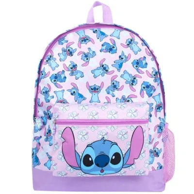 Bild av Disney Stitch skolryggsäck för pojkar och flickor 2 fack reseryggsäck barn, justerbara axelremmar nätficka, Lila