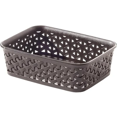 Bild av Curver 203415 Rattan Look Kontorskorg, A6 Storlek, Polypropylen, choklad, 19,8 x 14,2 6 cm