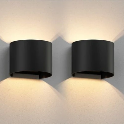 Bild av ledscom.de 2 x vägglampa RUNEL för utomhusbruk, IP65, upp /nedljus, svart matt, rund, 1x G9 max. 10W