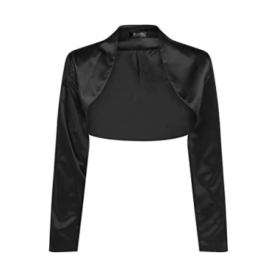 Bild av Bolerose Formell Lång Ärm Siden Bolero Kort tröja (Svart, 2XL)