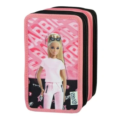 Bild av Scooli Tripledecker skolväska Barbie stort skolfodral med högkvalitativa pennor praktiskt och funktionellt för skolan på språng hög kvalitet från 6 år