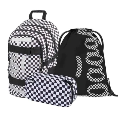 Bild av Baagl skolryggsäck set pojkar flickor 3 delar, skolväska från år. Klasse, grundskola med bröstbälte, ergonomisk (Wednesday Nevermore), Skate Ska