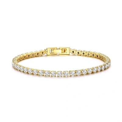 Bild av Philip Jones guldpläterat 3 mm tennisarmband skapat med Zircondia® Crystals, 6.5 inches, Guldpläterad mässinglegering, kristaller från Zircondia, kristall