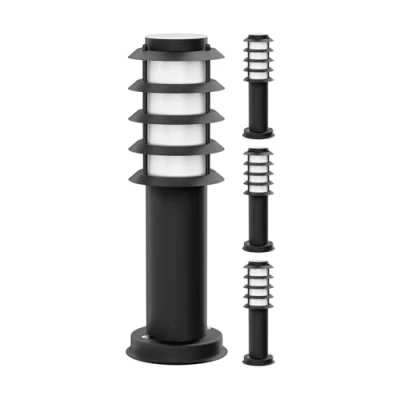 Bild av ledscom.de 4 st. stigljus/pollarljus/trädgårdsljus PORU för utomhusbruk, IP44, galler, 39 cm, svart, 1x E27 max. 40W