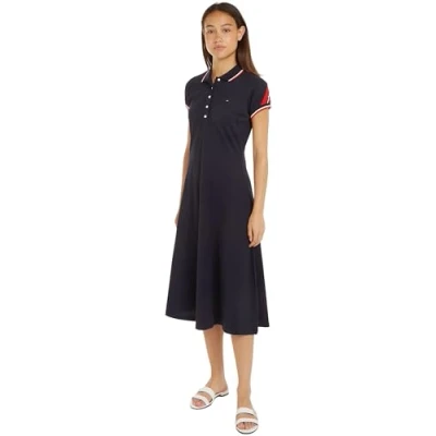 Bild av Tommy Hilfiger dam F&amp;F STP SLV knä poloklänning öken himmel XXS, Öken himmel, XXS