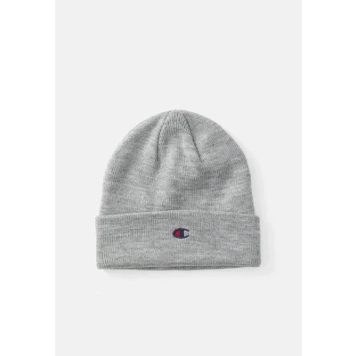 Bild av Champion Livsstilskepsar (806065) återvunnet akrylstickat garn med präglad C logotyp mössa, Gråmelerad (NOXM), en storlek Unisex Vuxen FW24, one size