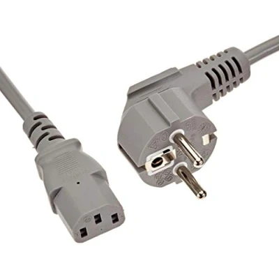 Bild av PremiumCord kpsp2g strömkabel 230 V 2 m, med skyddskontakt vinklad till IEC uttag C13, 320, PC 3 polig, färg grå