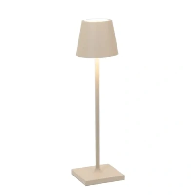 Bild av Zafferano, Poldina Micro Lampa, Uppladdningsbar Sladdlös Bordslampa med Touchkontroller, Lämplig för interiör och utomhus bruk, Dimmer, 2200 3000 K, Höjd 27,5 CM, Färg Sand