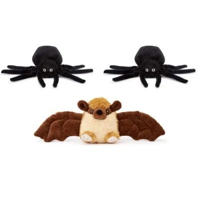 Bild av Zappi Co x 3 trippelpaket för barn lekfull mjuk gosig plyschleksak realistiskt liv (1215 cm/56 tum) (2 spindlar + 1 fladdermus) Halloween läskigt set bus och godis