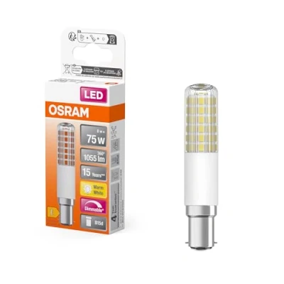 Bild av OSRAM LED T slim multicolour lamp made of plastic with B15d base, shape, 8 W / 1,055 lm, clear, warm white light 2,700 K, dimmable, 18 mm diameter, CRI 80.