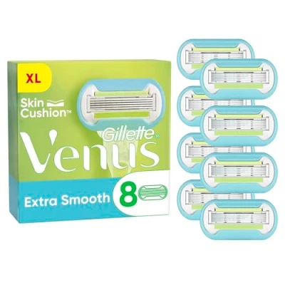 Bild av Ersättningsblad för Gillette Venus Extra Smooth damrakhyvel, 8 pack, 5 blad en extremt grundlig rakning