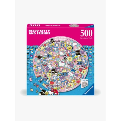 Bild av Ravensburger Hello Kitty pussel för vuxna, 500 stycken, cirkel av färger, pusselkonst, presentidé henne eller honom, rund form 52 x cm