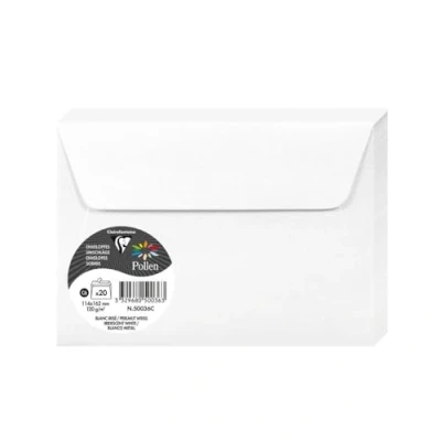 Bild av Clairefontaine Ref 50036C pollen, skimrande självhäftande kuvert (paket med 20) C6 (114 x 162 mm) i storlek, 120 gsm papper, lättskalad remsa vit