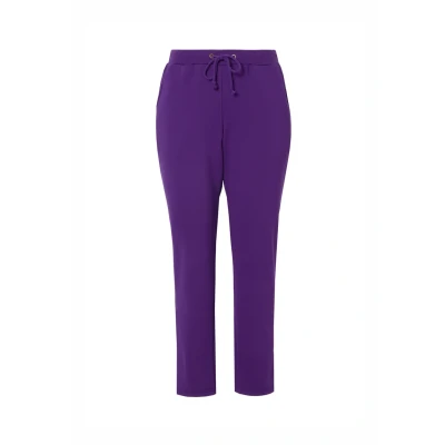 Bild av Ulla popken dam stora storlekar överdimensionerade sweatpants plus size gosig mjuk insida, elastisk linning, Djuplila, 50W x 32L