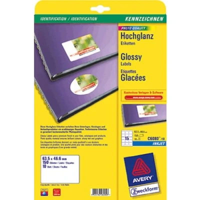 Bild av AVERY Zweckform L400010 inloppsband (265 x 18 mm på DIN A4, tryckbara entréband, vatten och rivbeständigt, mjukt material släta kanter, 100 kontrollband 10 ark) vit