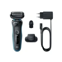 Bild av Braun Series 5 51 M1200s, Folierakapparat, Svart, Blå, AutoSense, Knappar, Batteri, Litium Ion (Li Ion)