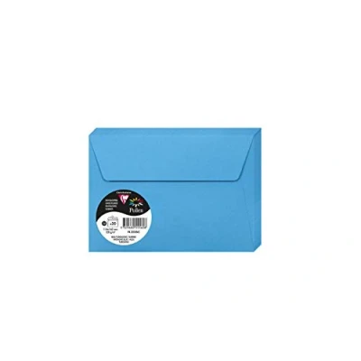 Bild av Clairefontaine 5556C förpackning med 20 självhäftande kuvert C6 format 11,4 x 16,2 cm 120 g/m² turkosa färger inbjudan evenemang och korrespondens pollensortiment premium slätt papper